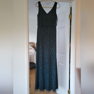 BHLDN dark green holiday dress long dress formal gown Sz 2